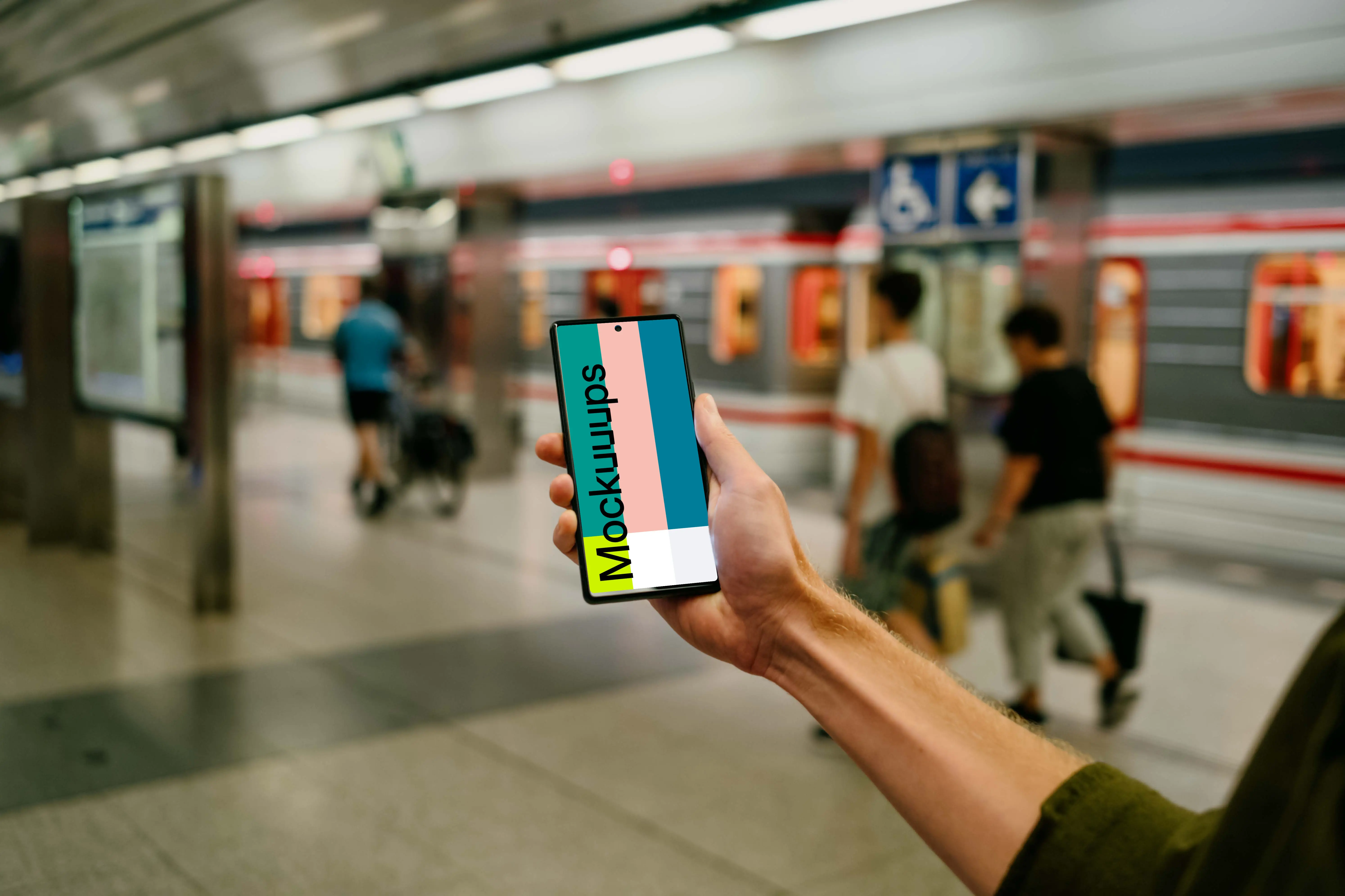 Woman hand holding a Google Pixel 6 mockup