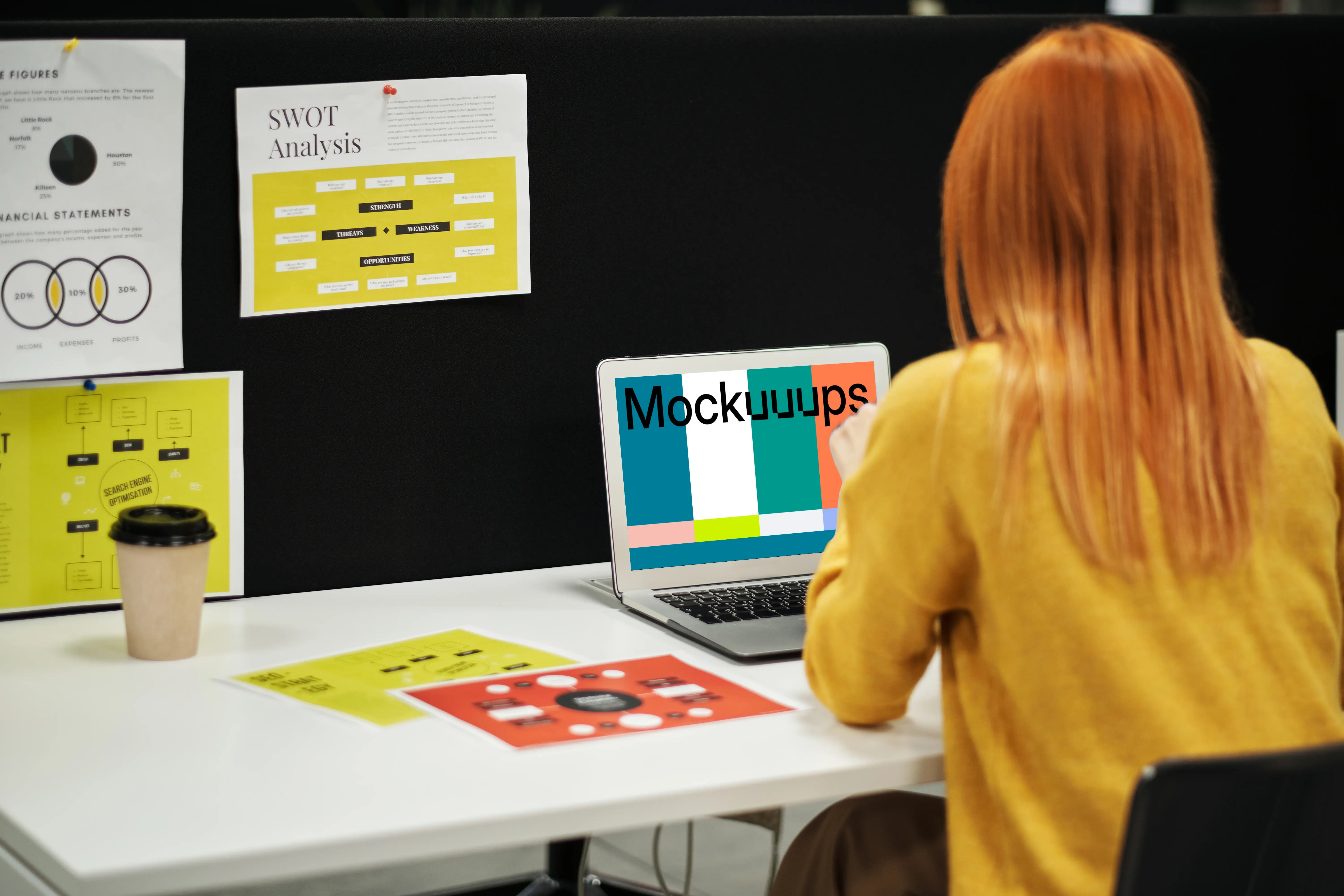 Woman using a MacBook Air mockup