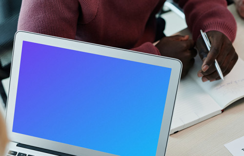 MacBook Air mockup in an office setting