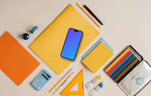 Phone mockup with back to school theme