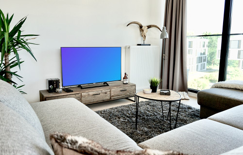 Smart television mockup in antique living room