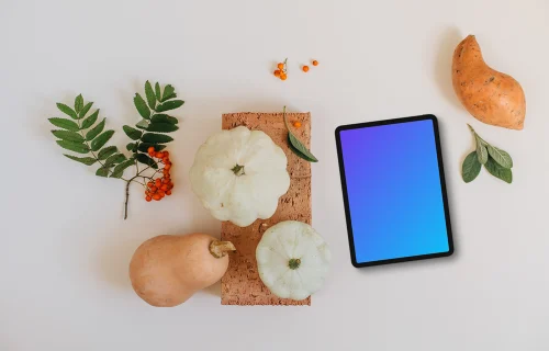 Tablet mockup on the white table