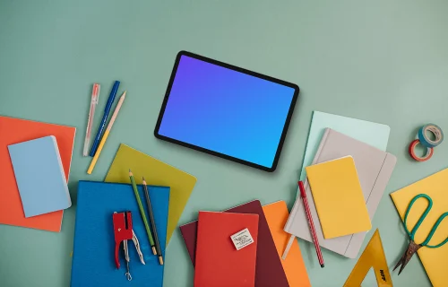 Tablet mockup with back to school elements