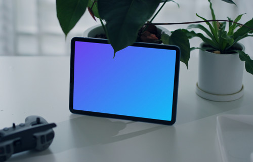 Tablet mockup with plants
