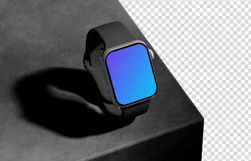 Apple Watch mockup on textured surface with dramatic lighting