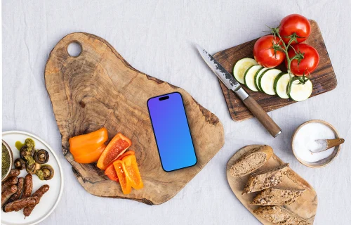 Séance barbecue avec un iPhone mockup