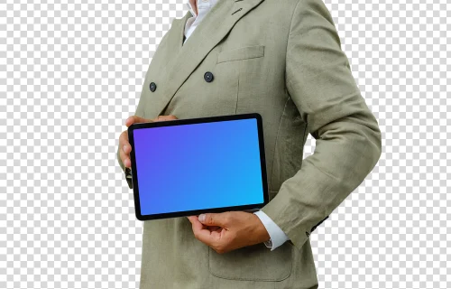 Businessman with tablet mockup in his hands