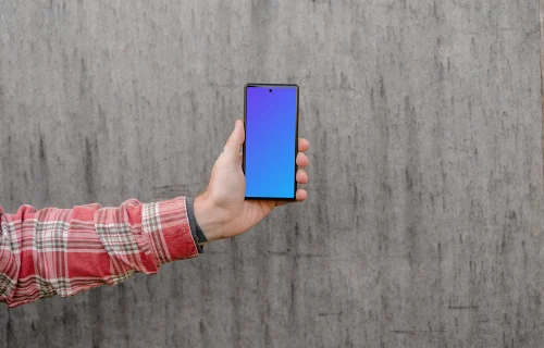 Construction worker with a Google Pixel mockup