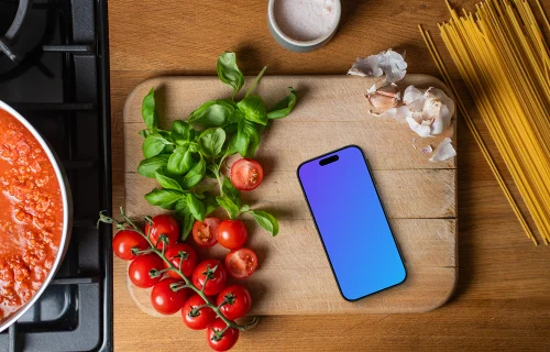 iPhone relacionado con la cocina mockup