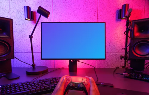Dell monitor mockup with gaming setup