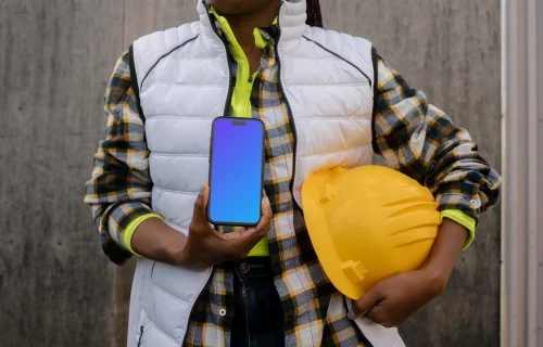 Free Construction iPhone 15 Pro Mockup