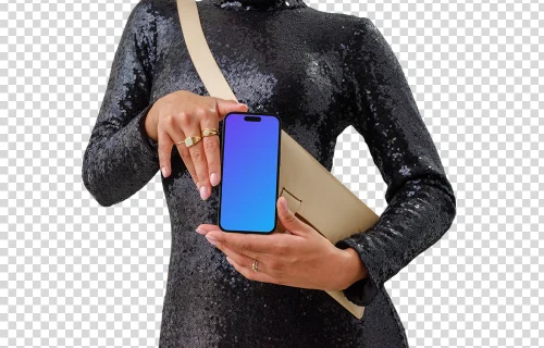Glamorous dress and an iPhone 14 Pro mockup