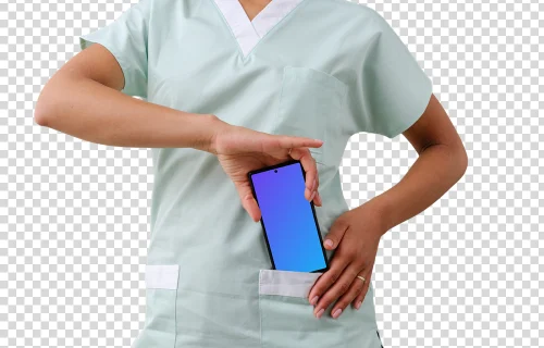 Google Pixel 6 mockup and feminine healthcare professional