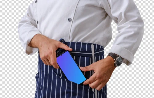 Google Pixel 6 mockup held by culinary expert
