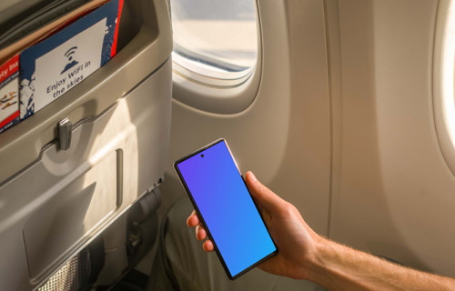 Google Pixel on a Plane Mockup