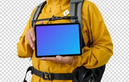 Hiker with an iPad Air mockup
