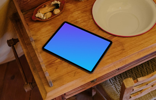 iPad Air mockup on a dining table