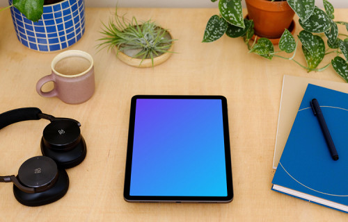  iPad Air mockup with a diary at the side
