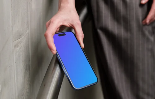 iPhone 16 mockup against concrete background