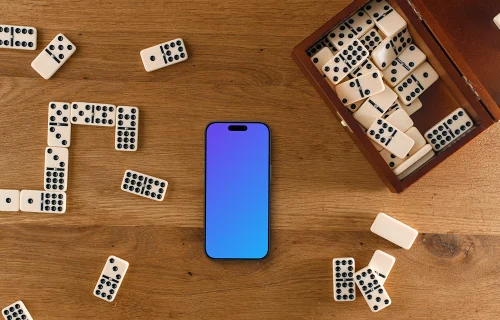 iPhone mockup and dominoes combo