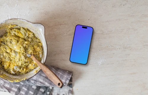 iPhone mockup sur le thème de la cuisine