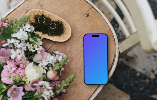 iPhone mockup in wedding theme