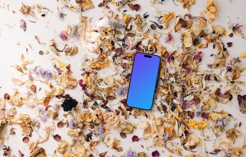 iPhone mockup on floral decor