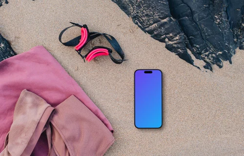 iPhone mockup on the beach