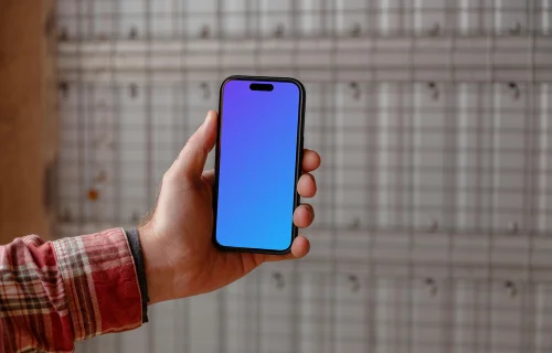 iPhone mockup com fundo de construção