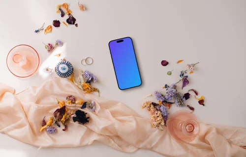 iPhone mockup with wedding decor