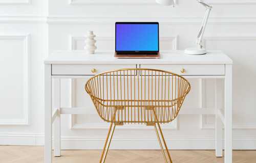 MacBook Air mockup on a white desk