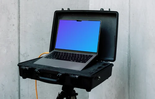 MacBook Pro Mockup in Industrial Case Setup