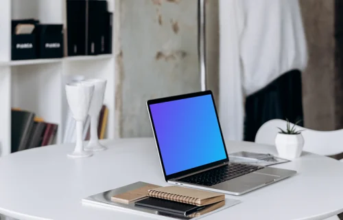 MacBook Pro mockup on a work desk