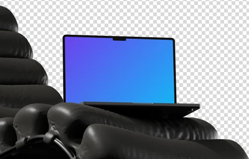 MacBook Pro mockup on modern chair