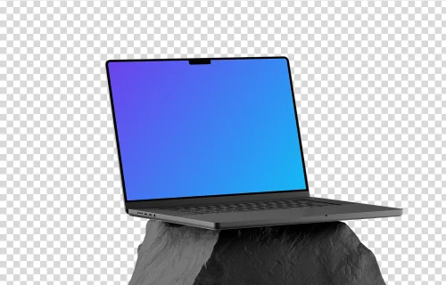 MacBook Pro mockup on textured rock stand