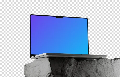 MacBook Pro mockup on textured rock