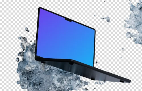 MacBook Pro mockup with dynamic splash effect