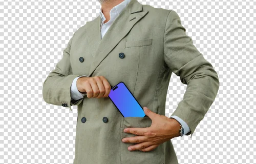 Male entrepreneur with an iPhone mockup