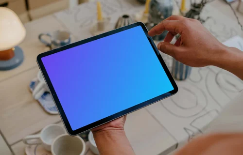 Man holding a tablet mockup