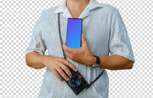 Man photographer with a Google Pixel 6 mockup