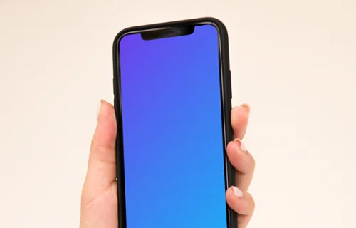 Minimalist iPhone mockup in a user’s hand