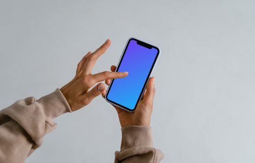 Minimalistic iPhone mockup in a user’s hand