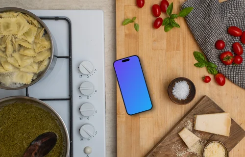 Les pâtes et l'iPhone mockup