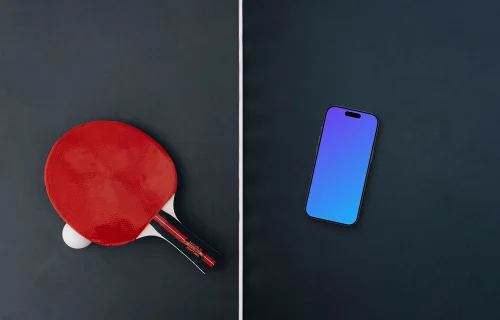 Ping Pong table with iPhone on top of it