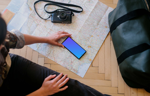 Planning a trip on a smartphone mockup