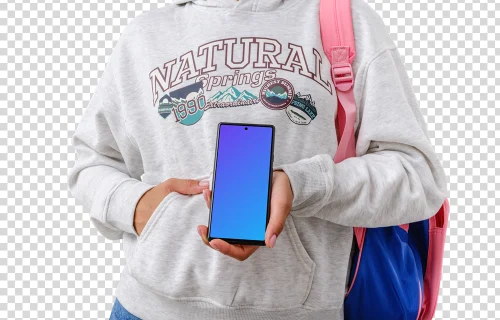 School themed Google Pixel 6 mockup with a girl