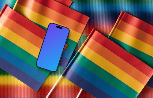 Smartphone mockup on a rainbow table