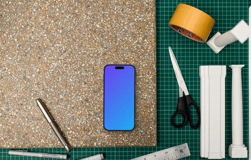 Smartphone mockup with architectural drafting tools