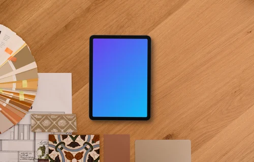 Tablet mockup with architectural planning tools