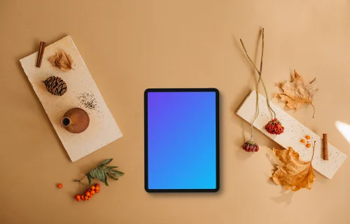 Tablet mockup with autumn styling